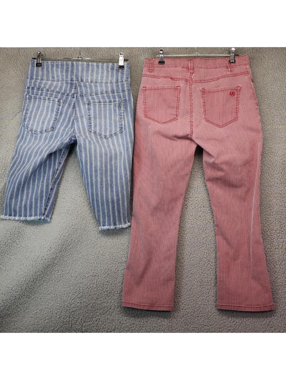 DG2 by Diane Gilman Women sz 6 Pinstripe Jeans + sz S Capris